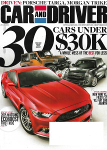 CAR & DRIVER 2014 JULY - '15 MUSTANG ECOBOOST,MINI v FIESTA ST v FIAT 500 ABART